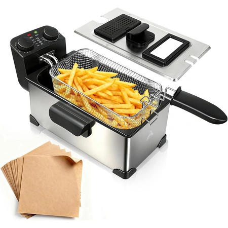 1600w 3l small deep fryer with timer control.webp